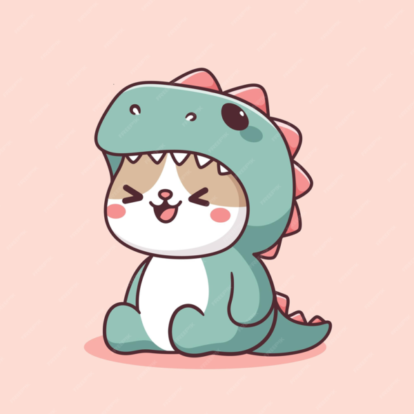 Kawaii Kitty in Dino Suit