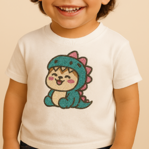 Kids’ T‑Shirt – Cute Dino Cat Character