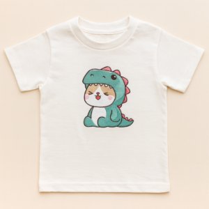 Kids’ T‑Shirt – Cute Dino Cat Character