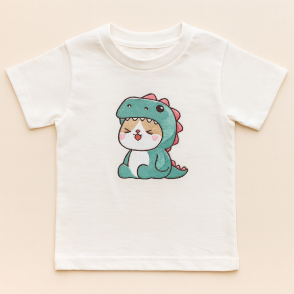Kids’ T‑Shirt – Cute Dino Cat Character
